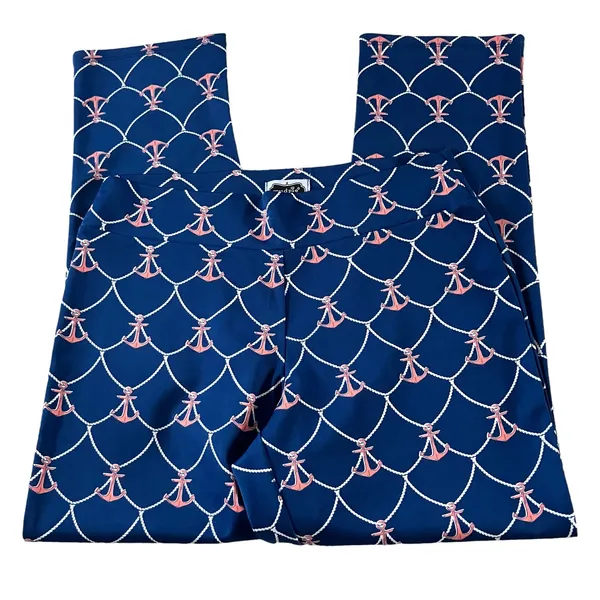 Mud Pie Cropped Pants Leggings Stretchy Navy Nautical Coastal Size‎ Small - Image 3