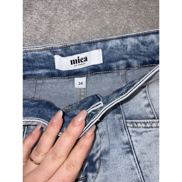 Mica Los Angeles Women's Blue Wash‎ Flare Mid Rise Jeans 24 - Image 4