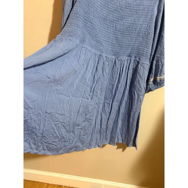 Savanna Jane Babydoll Dress 1X Blue New Floral Embroidered‎ Boho Puff Sleeve - Image 14