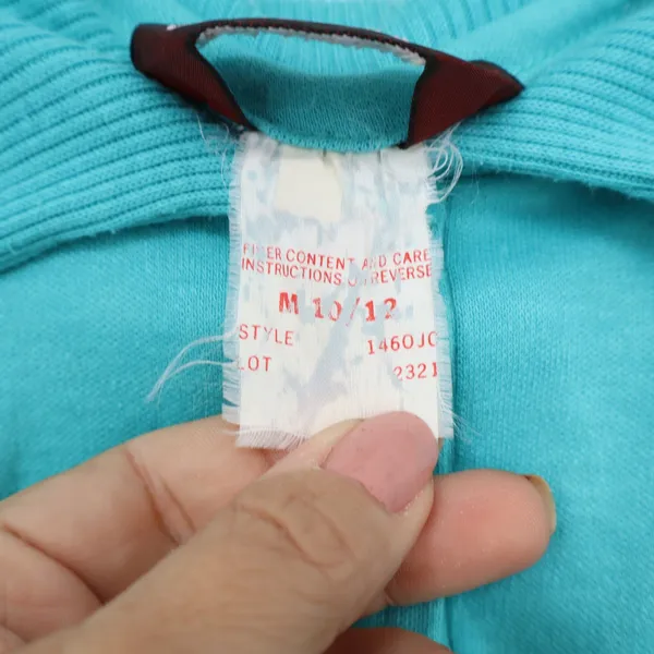 Great Connections Vintage Turquoise Teal Short Sleeve Polo Shirt Medium - Image 3
