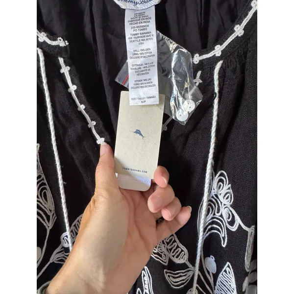 Tommy Bahama Swim Linen Tropical Cover Up Black White Size Small NEW - Image 10