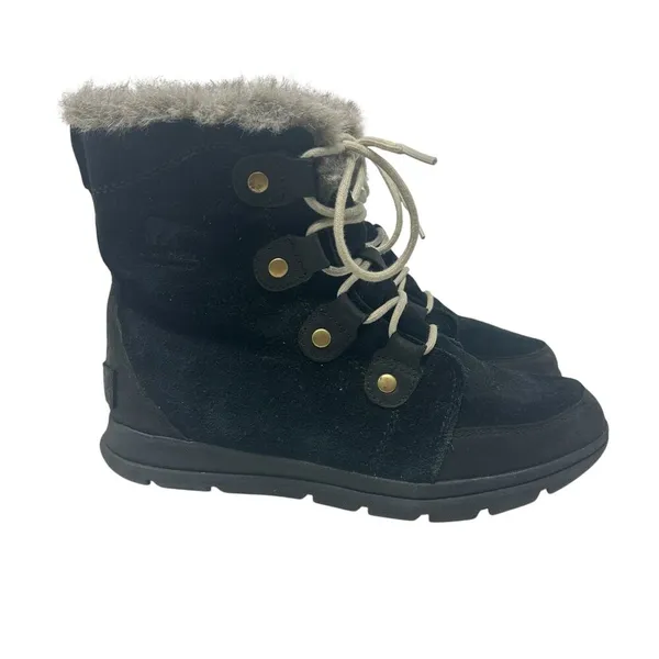 Sorel Explorer Joan Suede Boots Lace-Up Waterproof Weather‎ Black Size US 9.5 - Image 6