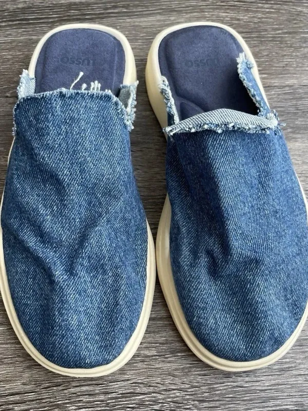 Lusso Cloud Blue Denim Pelli Slip-on Waffle-Knit Mules Shoes Size 9 NWOT - Image 4