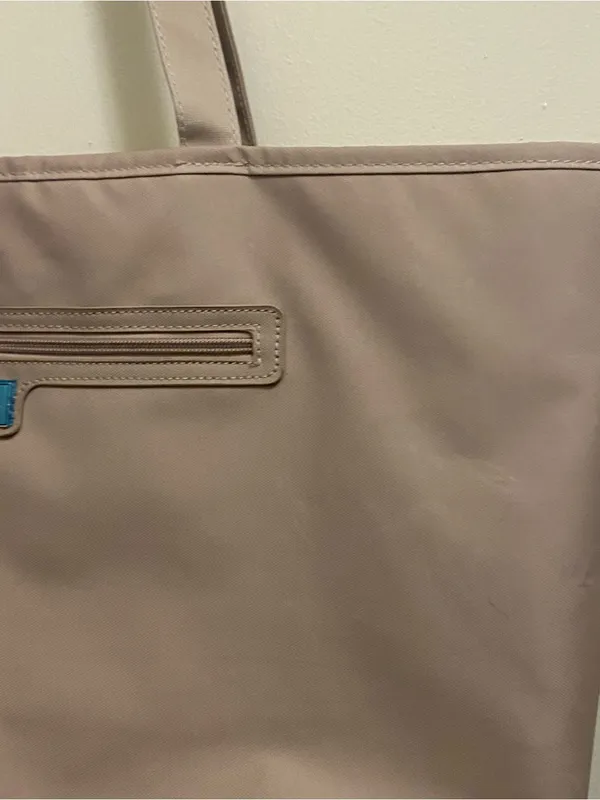 Bella Russo Beige Tote Bag Purse Beige Faux Leather 22”W x 12”H x 4” Deep Feet - Image 4