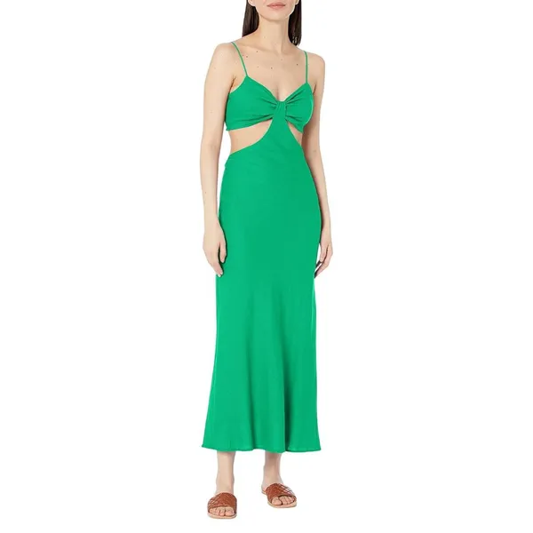 Nia Womens Spaghetti Strap Chamomile Dress Kelly Green M - Image 6