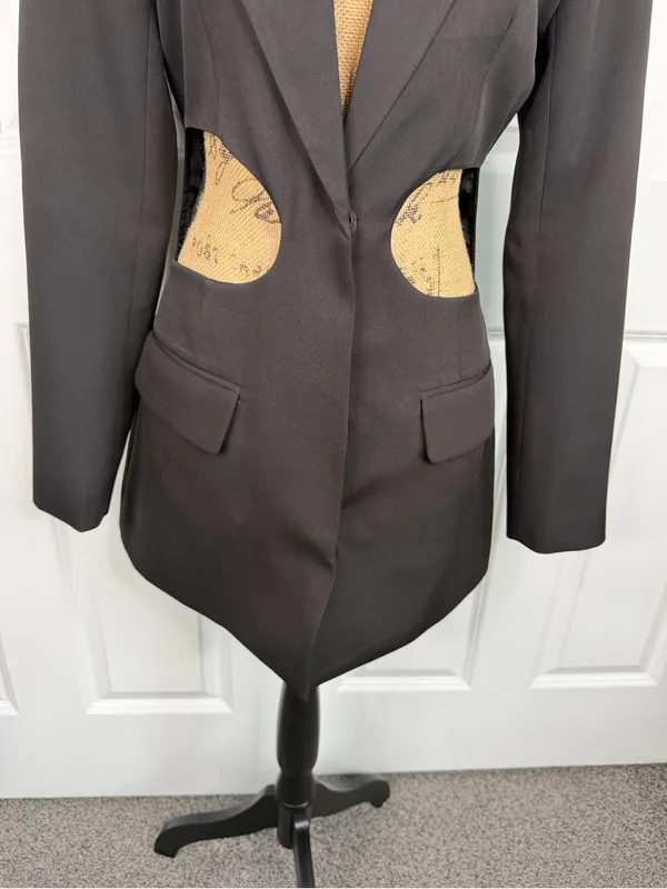 Lioness XS Black Cutout Blazer Mini Dress Tuxedo Long Sleeve NWOT - Image 4