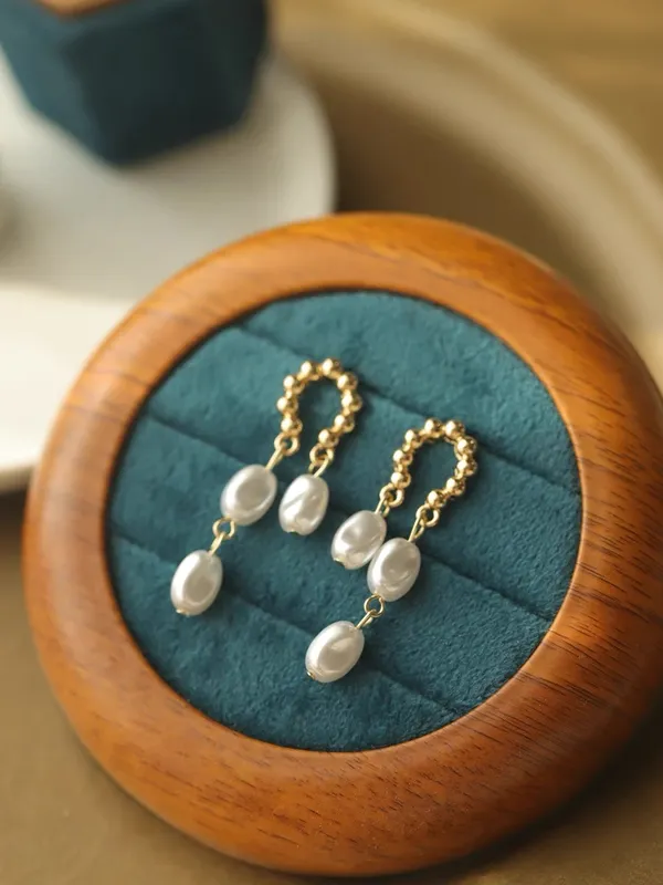 White Pearl Long Tassel Dangle Drop Earrings for Women,Elegant Pearl Earrings - Image 5