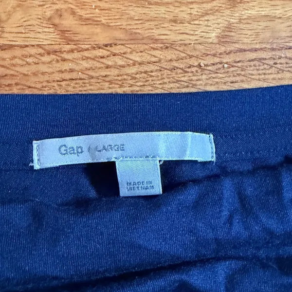 Gap Cap Sleeve Maxi Dress Size Large Navy Blue Drawstring Waist Jersey Knit - Image 2