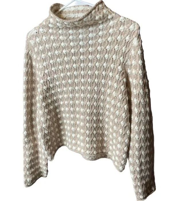 Anthropologie Sleeping on Snow Popcorn Turtleneck Sweater Women’s Size Small - Image 3