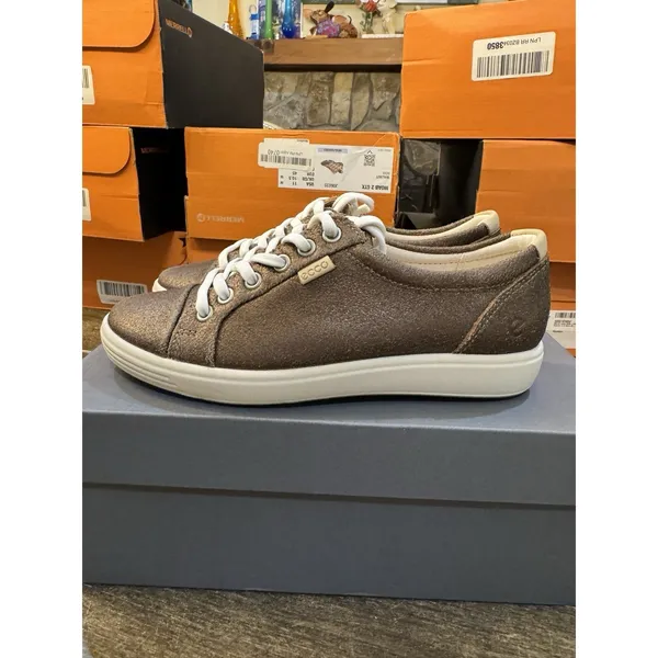 ECCO Soft 7 sneakers Brown 6-6.5 Nubuck Leather Lace Up - Image 3