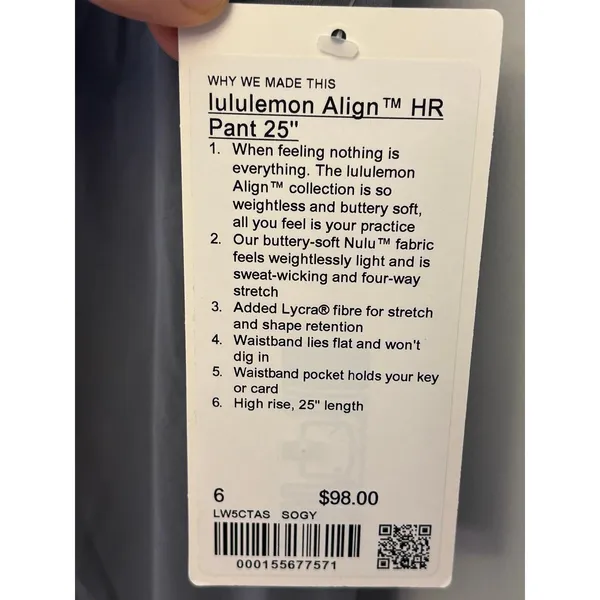 Lululemon Leggings Align HR Pant 25 ” Solar Grey NWT Size 6 Rare Sold Out New - Image 5