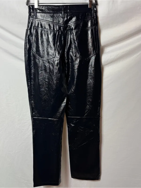 Abercrombie & Fitch The 90’s Straight Ultra High Rise Vegan Leather Pants NOWT - Image 4