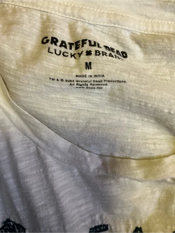 Grateful Dead Lucky Brand Embroidered Steal Your Face T Shirt Medium Cotton - Image 2