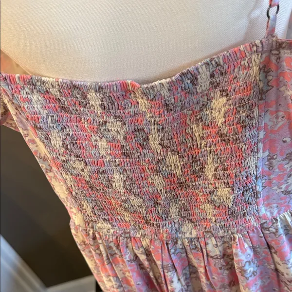 ABOUND Square Neck A-Line Smocked Pink Floral Mini Dress 1X Cottagecore Scandi - Image 7
