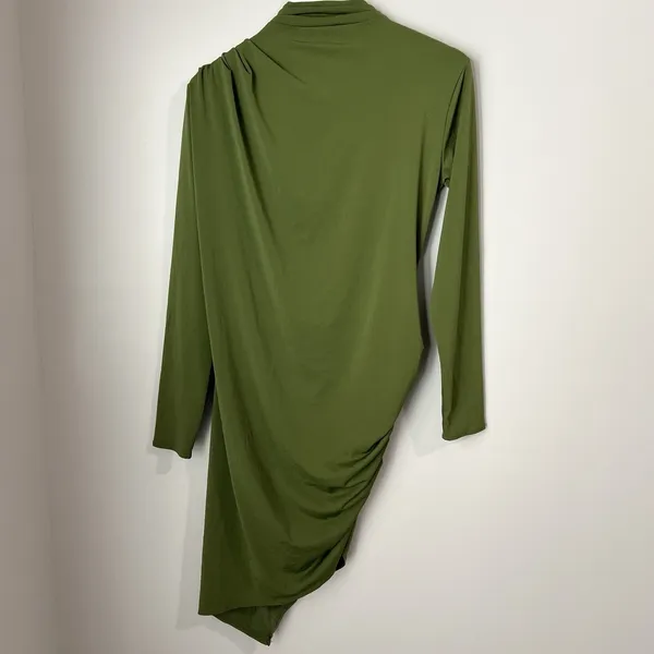 Abercrombie & Fitch Women's Small‎ Asymmetrical Ruched Long Sleeve Mini Dress - Image 6