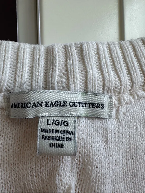 American Eagle Crochet Shorts Cotton Cream Boho Drawstring Large L - Image 11