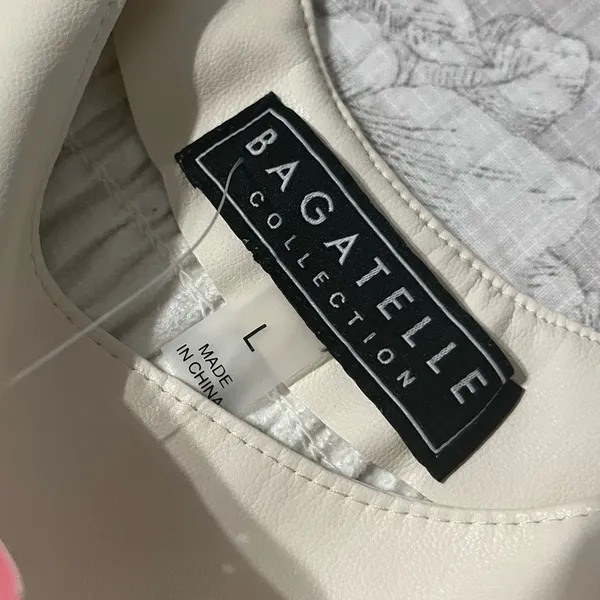 Marshalls Faux Leather Cream Cropped Tank Top - Image 3