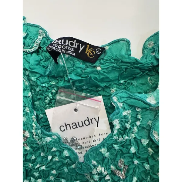 Chaudry KC Sports Green 100% Silk Tank Top‎ Women's Large NWT - Image 3