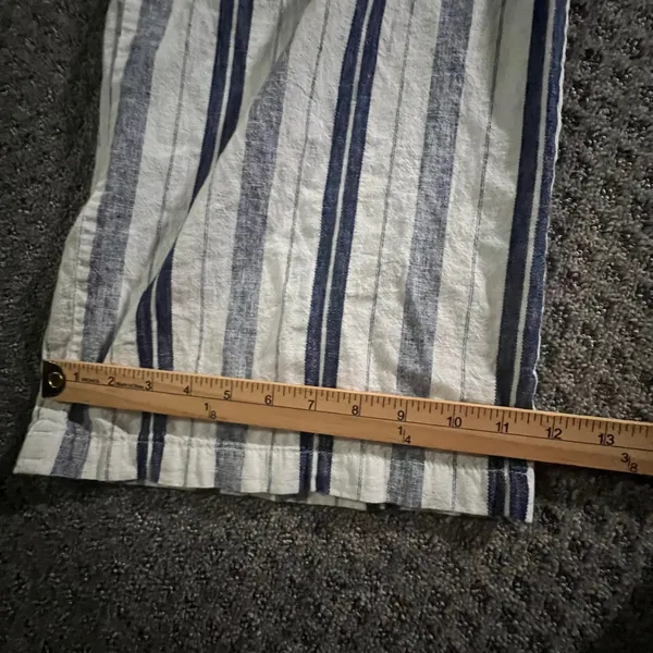 ana A New Approach‎ Striped Wide Leg Pants Womens Medium Blue White Linen Blend - Image 8