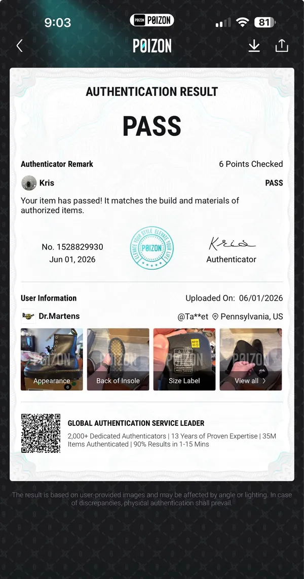 Dr Martens Zavala size 5W with certification of authenticity - Image 10