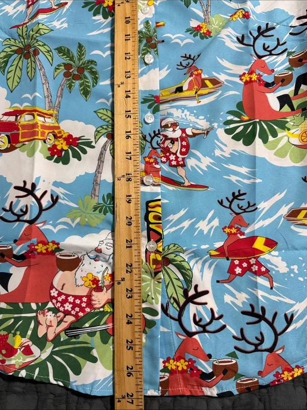SSLR women's collection button down surfing santa tropical reindeer boats water - Image 5