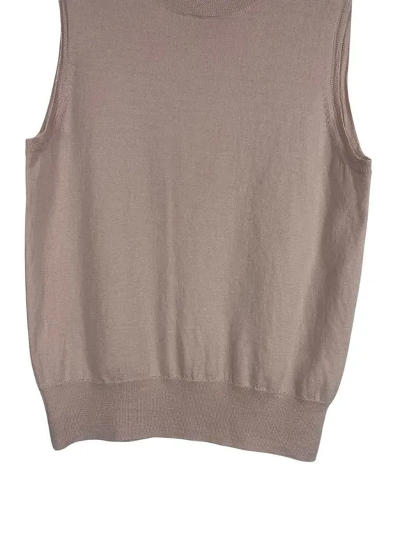 J. Crew 100% Merino Wool Sleeveless Sweater Shell Top Blush Minimalist Preppy M - Image 4