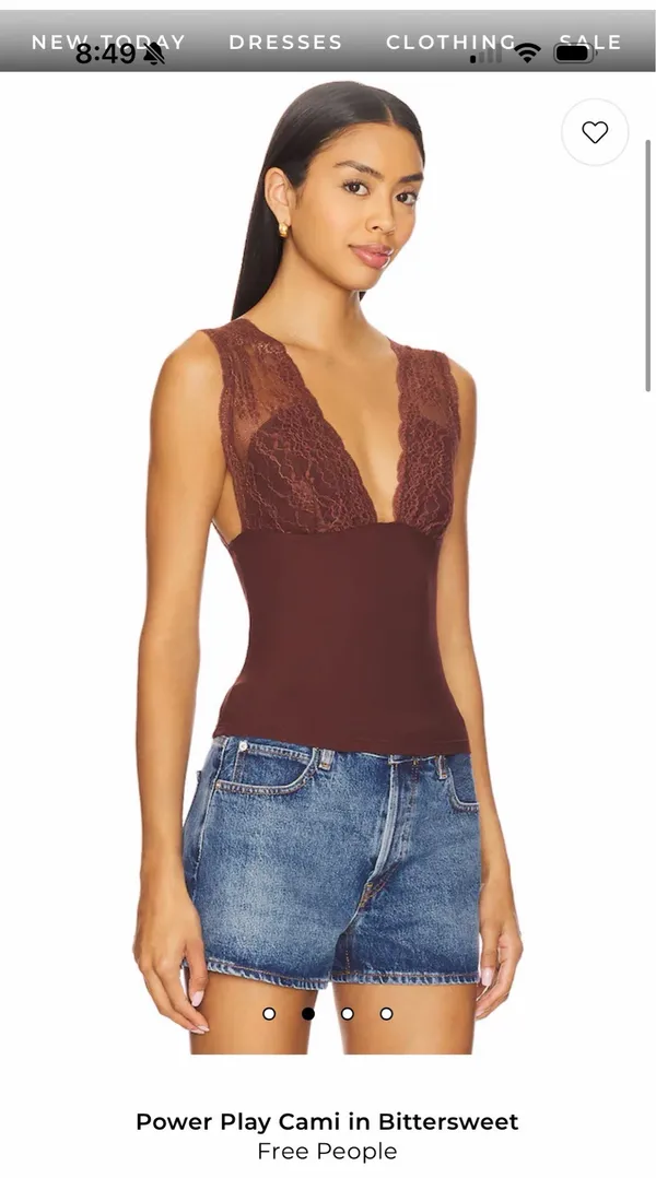 Free People Power Play Cami Lace in Bittersweet Large - Image 3