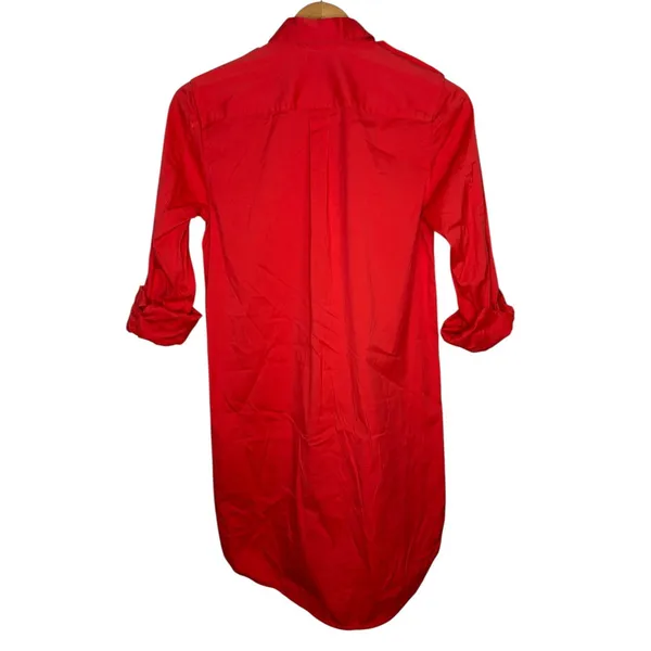 Bebe Belted Shirt Dress Womens Small Red Utility Mini Roll Tab Sleeve‎ Vibrant - Image 4