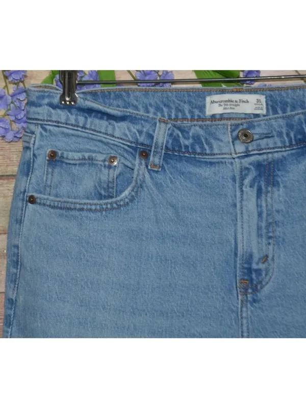Abercrombie Fitch 90s Straight Mid Rise Curve Love Jeans 31 Regular Light Wash - Image 3