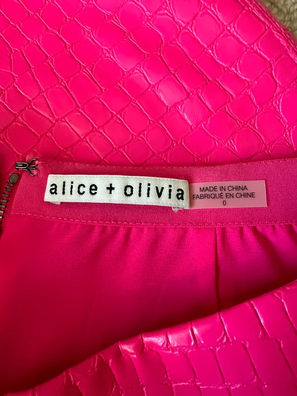 Alice And Olivia Hot Pink Leather Skirt - Image 3