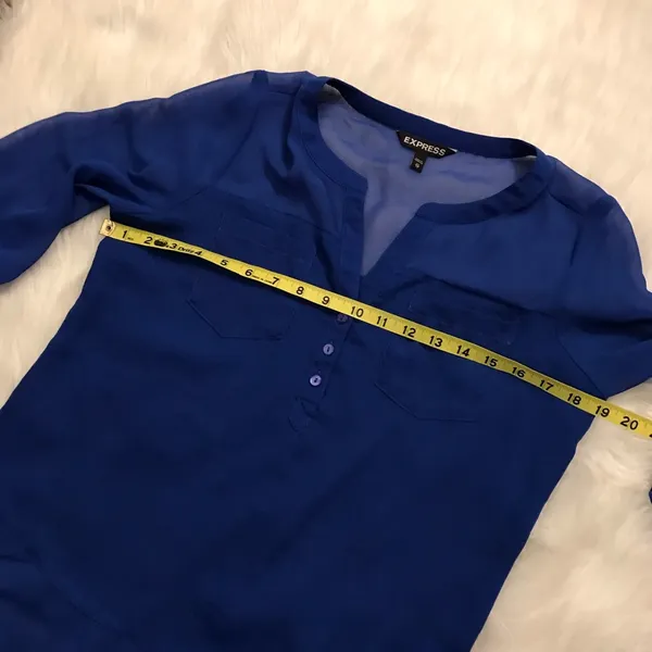Express sheer blouse royal blue size XS - Image 4
