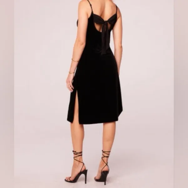 NWT Band of the Free Girl Crush Black Velvet Slit Strappy Midi Dress Size Small - Image 2