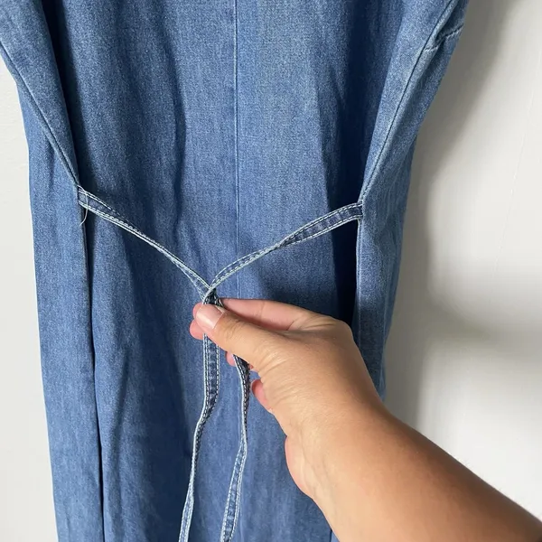 Nina Piccalino Vintage Denim Maxi Dress Jacket Set Cottagecore Blue Size 10 - Image 14