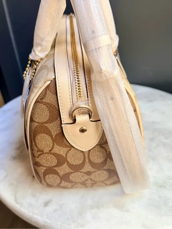 NWT Coach Rowan Satchel Bag in Blocked Signature Canvas-Light Khaki Multi CH486 - Image 4