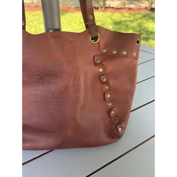 Nine West Vintage America Brown Leather Tote Studded Boho Shoulder Bag Handbag - Image 8