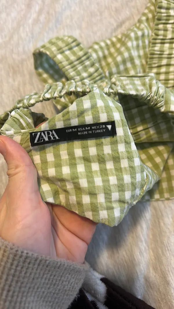 Zara Green Gingham Cropped Top - Image 3