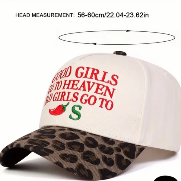 “Good Girls Go to Heaven, Bad Girls Go to Chilis” Trucker Hat Leopard SnapBack - Image 3