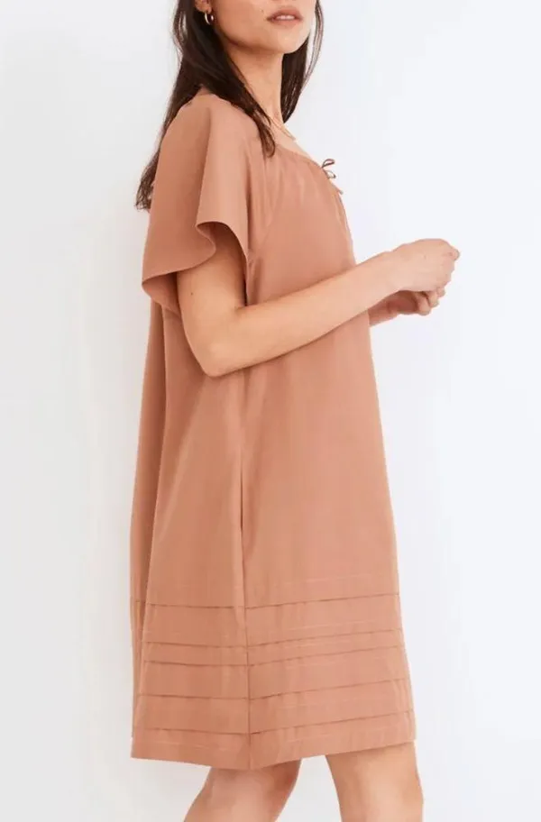 NWT Madewell Poplin Flutter Sleeve Pintuck Dress Size Small - Image 2