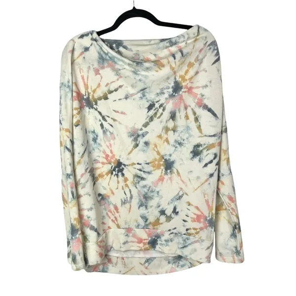 Boutique‎ Vici Pastel Firework Cowl Neck Long Sleeve T-Shirt L - Image 3