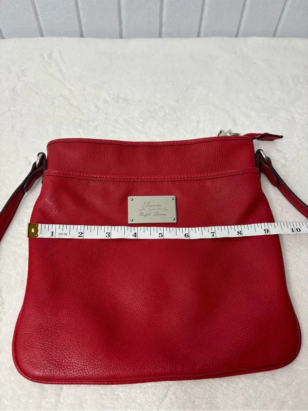 Lauren Ralph Lauren‎ Red Leather Crossbody with Logo Plate - Image 7