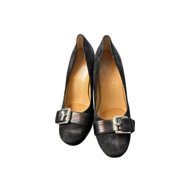 Michael Kors Women's Black Suede Buckle Heel Pumps sz 7.5 - Image 2