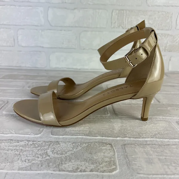 Talbots Heels Womens 8 Nude Patent‎ Leather Ankle Strap Kitten Open Toe Classic - Image 5
