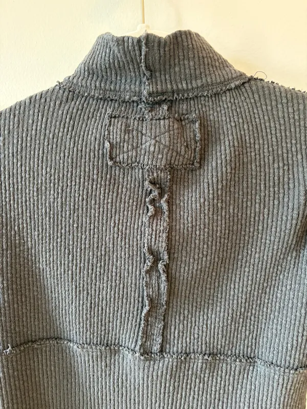 Marine Layer Cropped Ribbed Half-Zip Long Sleeve Top - XS - Image 5