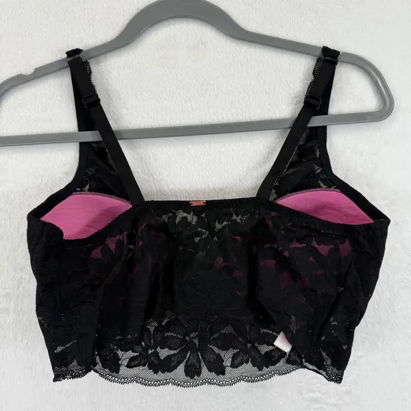 PINK Victoria's Secret Black‎ Lace Bralette Size Medium Adjustable Strap - Image 2