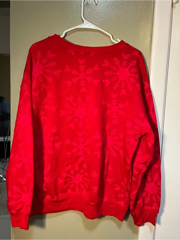 Disney Mickey Mouse Sweatshirt Red‎ Reindeer Tangled Lights Christmas XL 15-17 - Image 5