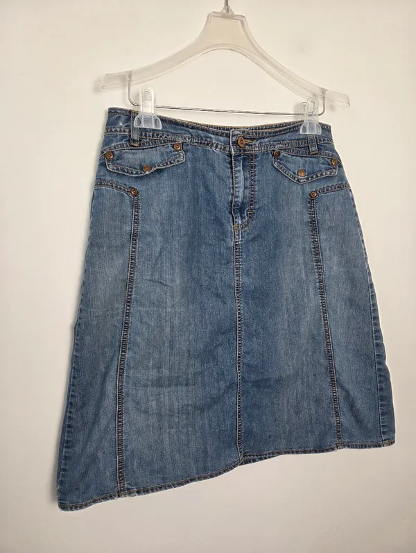 Jeanstar Denim Skirt A-Line Knee Length Y2K 90s Medium Wash Retro Casual Medium - Image 2