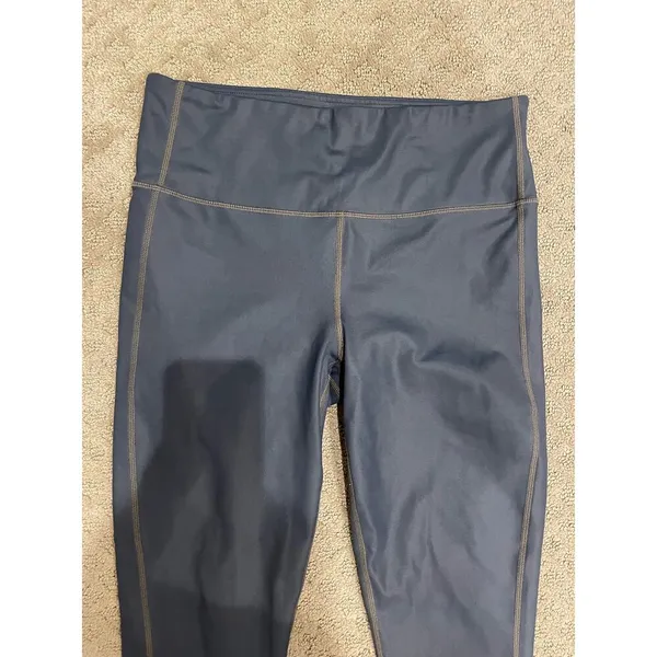 Athleta High Rise Shine Leggings Steel Blue Compression Yoga Workout Pants,M - Image 3
