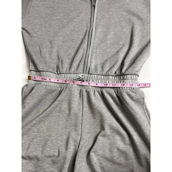 Mono B Half-Zip Long Sleeve Romper Grey Small Tencel Sporty - Image 6