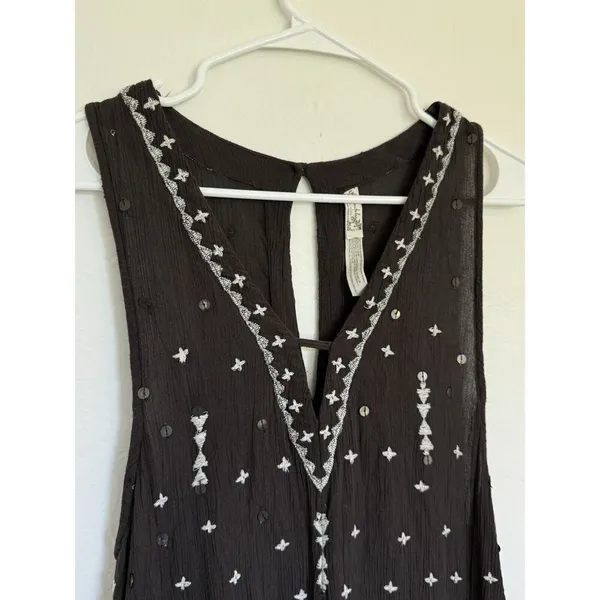 Intimately Free People Black Tank Flowy Cut Out V Neck‎ Sequin Romper X Small - Image 2