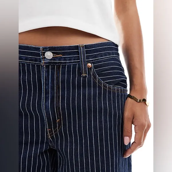 Anthropologie Levi’s Women’s Baggy‎ Pinstriped Dad Jeans Size 30x30 - Image 13